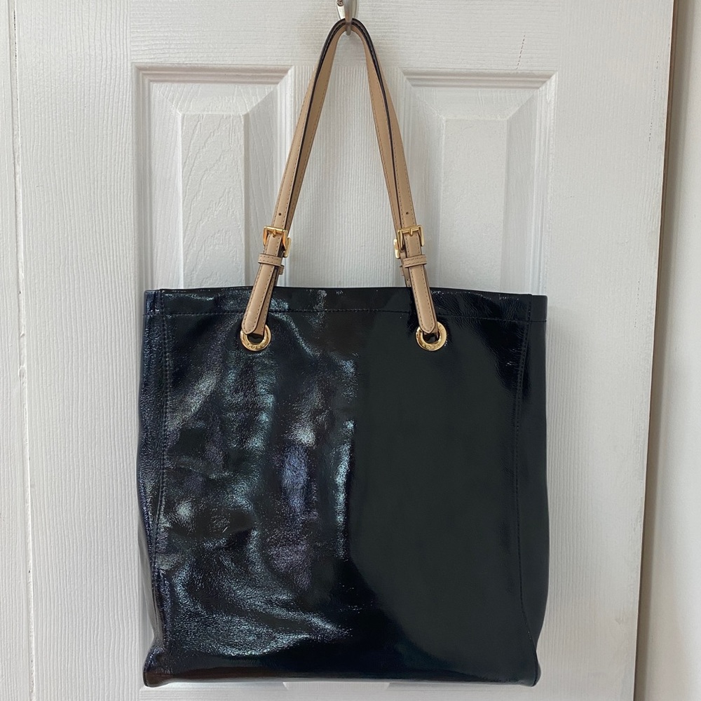 Michael Kors black patent leather tote
